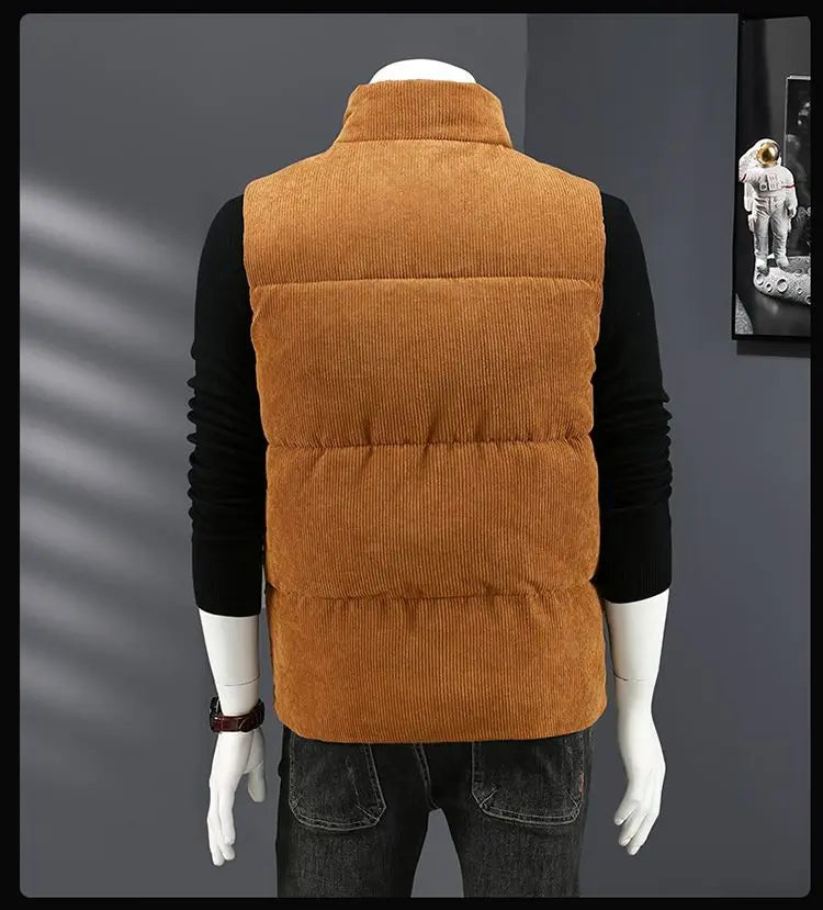 Waistcoat Male Wintertime Cotton Sill Young Person Korean Version Corduroy Vest Thickening for Warmth Men's Handsome Vest Jacket