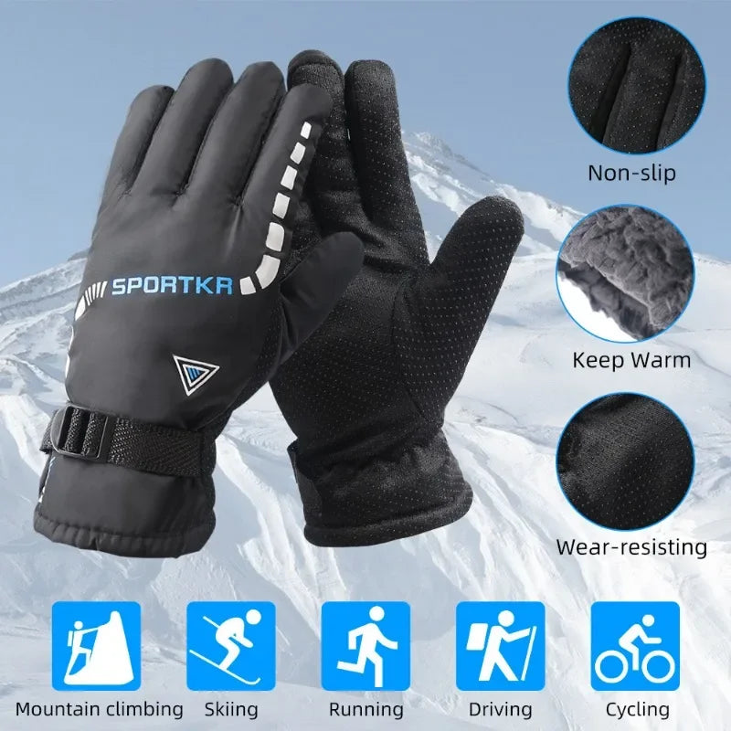 Winter Warm Cycling Glove Skiing Quick Drying Thick Inner Mitten Non-slip Snow Shoveling Gloves Mountaineering Windproof Mittens