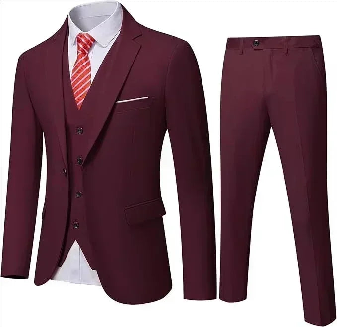 Suit For Men Elegant Wedding 3 Pieces 2 Sets Blazers Full Jackets Vest Pants Formal Fashion Luxury Coats 2025 Classic Costume