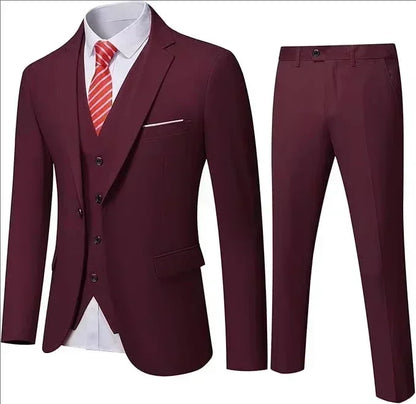 Suit For Men Elegant Wedding 3 Pieces 2 Sets Blazers Full Jackets Vest Pants Formal Fashion Luxury Coats 2025 Classic Costume