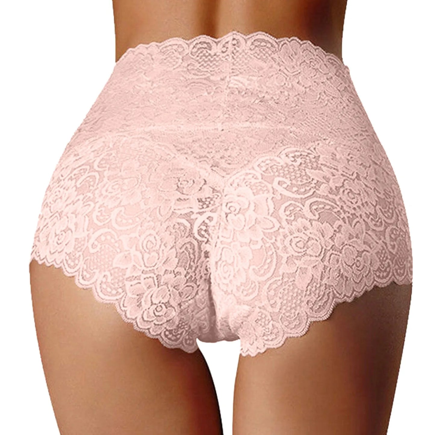 Sexy High Waist Underwear Women's Thin Hollow Lace Ladies Panties Solid Cotton Crotch Large Size High Waist Panties For Women