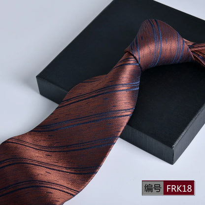 Brown Tie For Men Classic Style 8CM Tie Striped Jacquard Ties Wine Red Wedding Gravatas Formal Business Neckties Gifts For Men