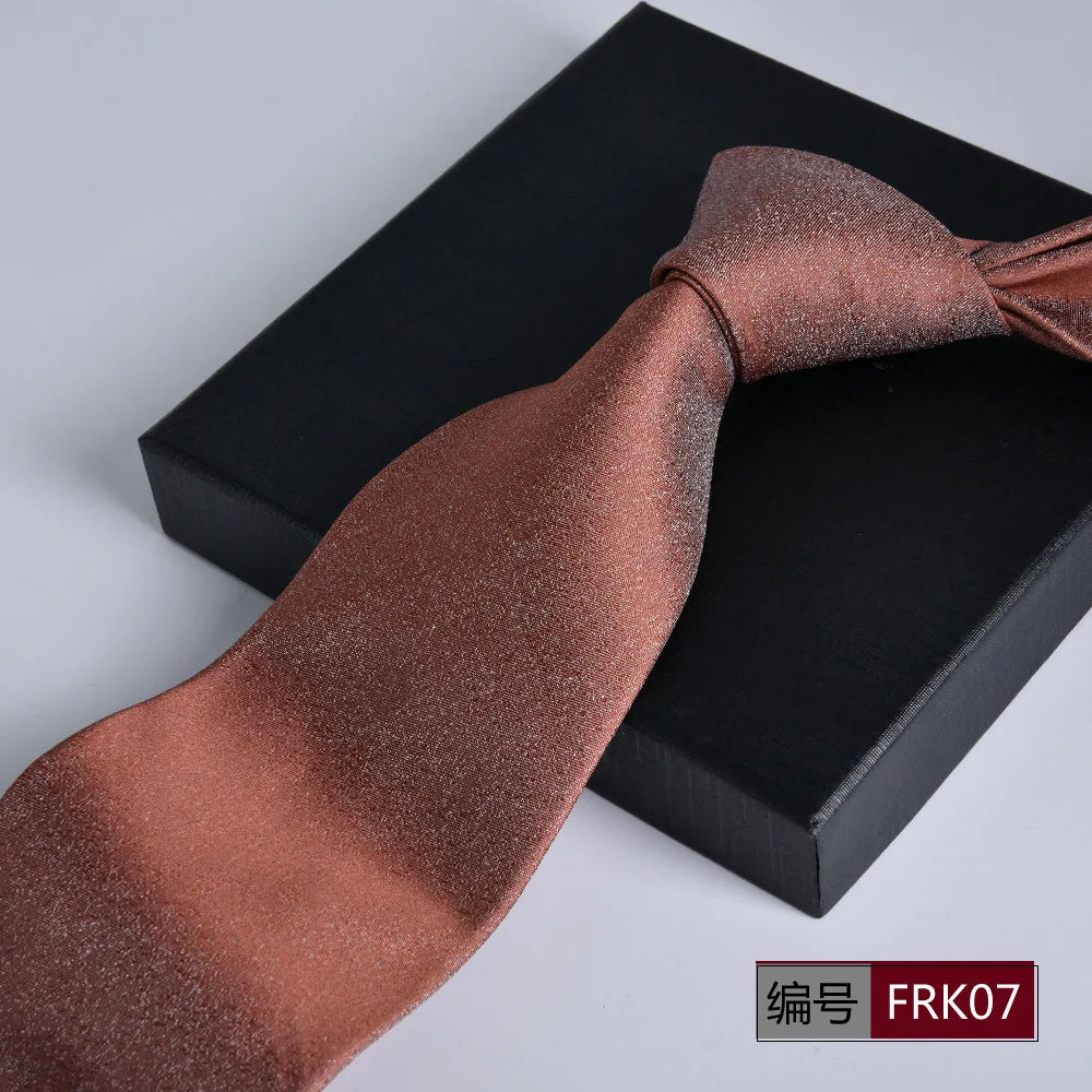 Brown Tie For Men Classic Style 8CM Tie Striped Jacquard Ties Wine Red Wedding Gravatas Formal Business Neckties Gifts For Men
