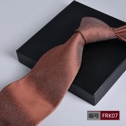 Brown Tie For Men Classic Style 8CM Tie Striped Jacquard Ties Wine Red Wedding Gravatas Formal Business Neckties Gifts For Men