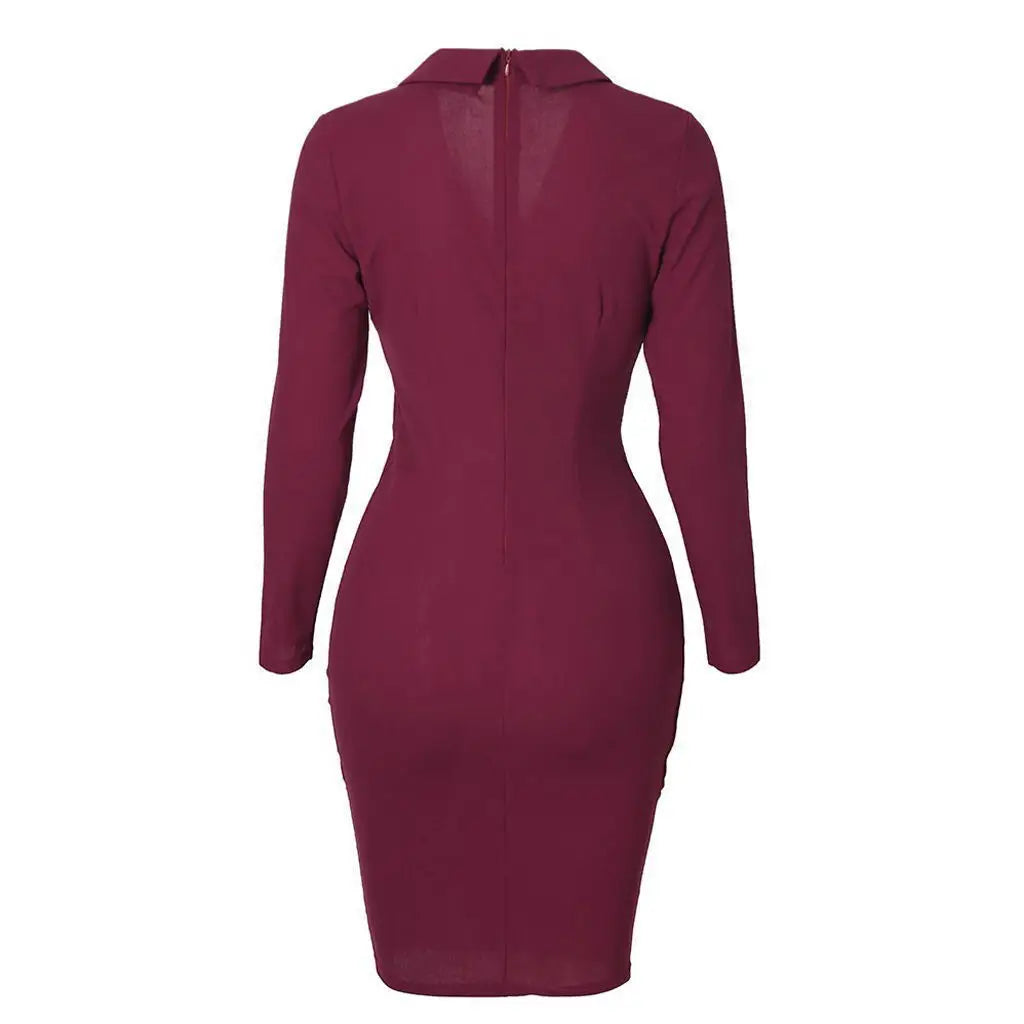 Autumn Attendance Pass Women's Long Sleeved Short Skirt Temperament Slimming Professional Dress Simple Solid Color Set