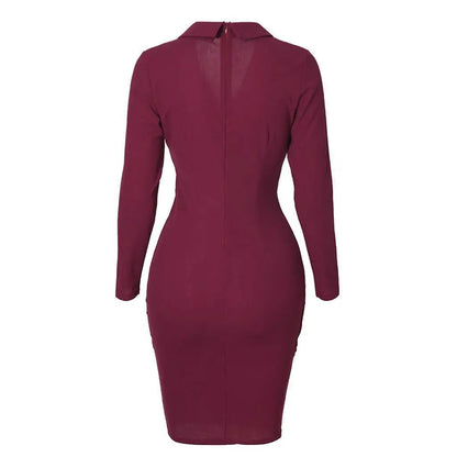 Autumn Attendance Pass Women's Long Sleeved Short Skirt Temperament Slimming Professional Dress Simple Solid Color Set