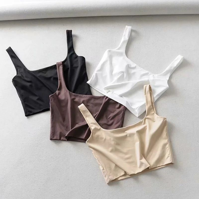 Hot Sale Summer Women Sexy Sleeveless Tops Fashion Short Square Collar Tank Tops 4 Colors
