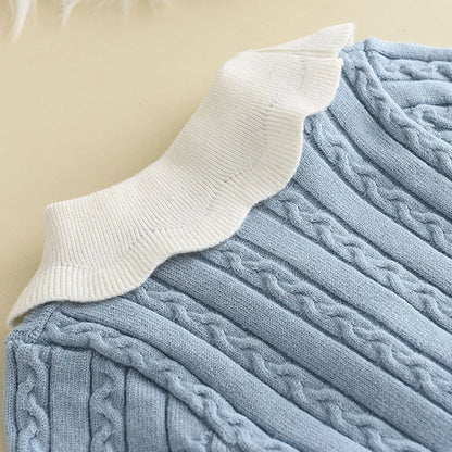 Winter Girls Knitting Wool Long Sleeve Dress Autumn Girls Baby Ruffle Knitted Princess Sweater Dress Casual Clothes