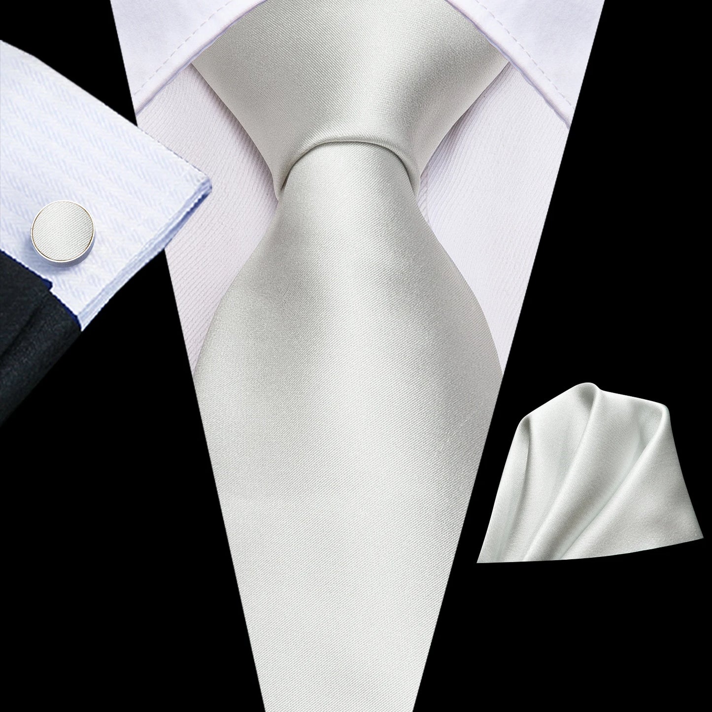 Hi-Tie Sage Green Pink Blue Solid Silk Wedding Tie For Men Handky Cufflink Mens Necktie Set Fashion Designer Business Party