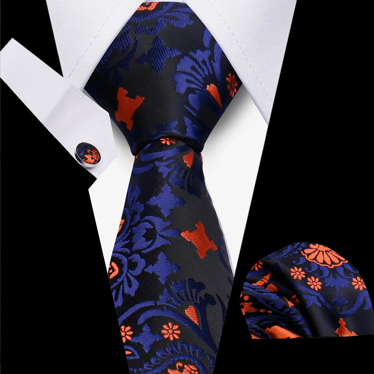 Classic Elegant Ties For Men Fashion Gifts Striped Solid Necktie Handchief Cufflink 3 Pcs Set Wedding Business Suit Accessories
