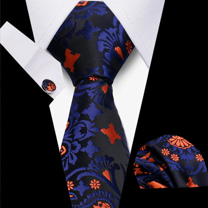 Classic Elegant Ties For Men Fashion Gifts Striped Solid Necktie Handchief Cufflink 3 Pcs Set Wedding Business Suit Accessories