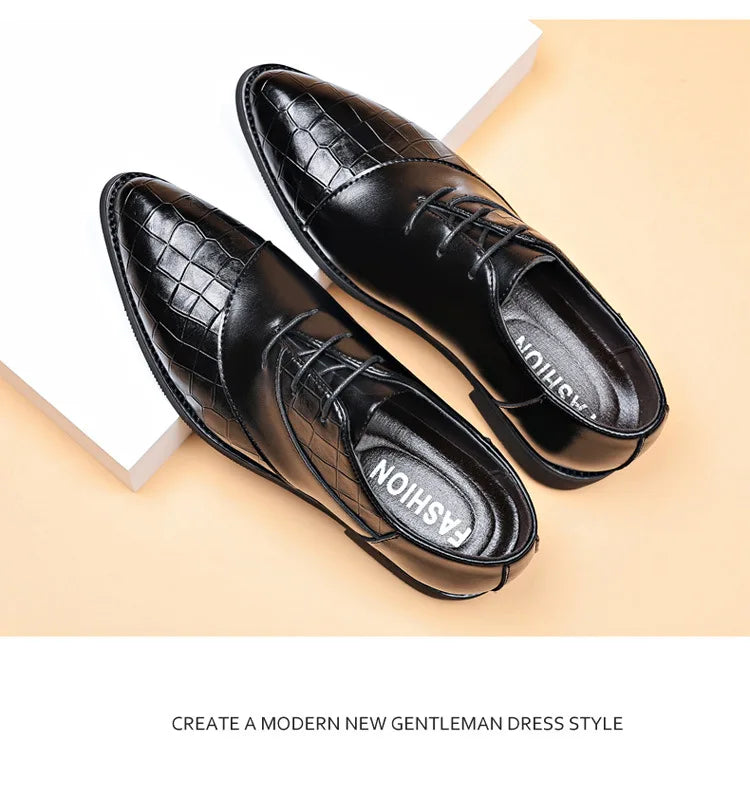 Luxury  Leather Shoes for Men Brand Derby Shoes for Men Pointed Toe Lace-up Men's Formal Shoes Handmade Business Footwear 2024