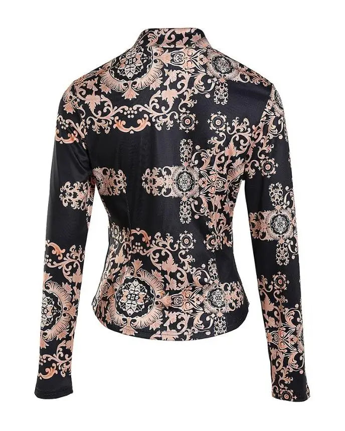 Tops Women 2023 Trendy Fashion Spring New Floral Ombre Print Long Sleeve Button Down Casual Daily Shirt All-Match
