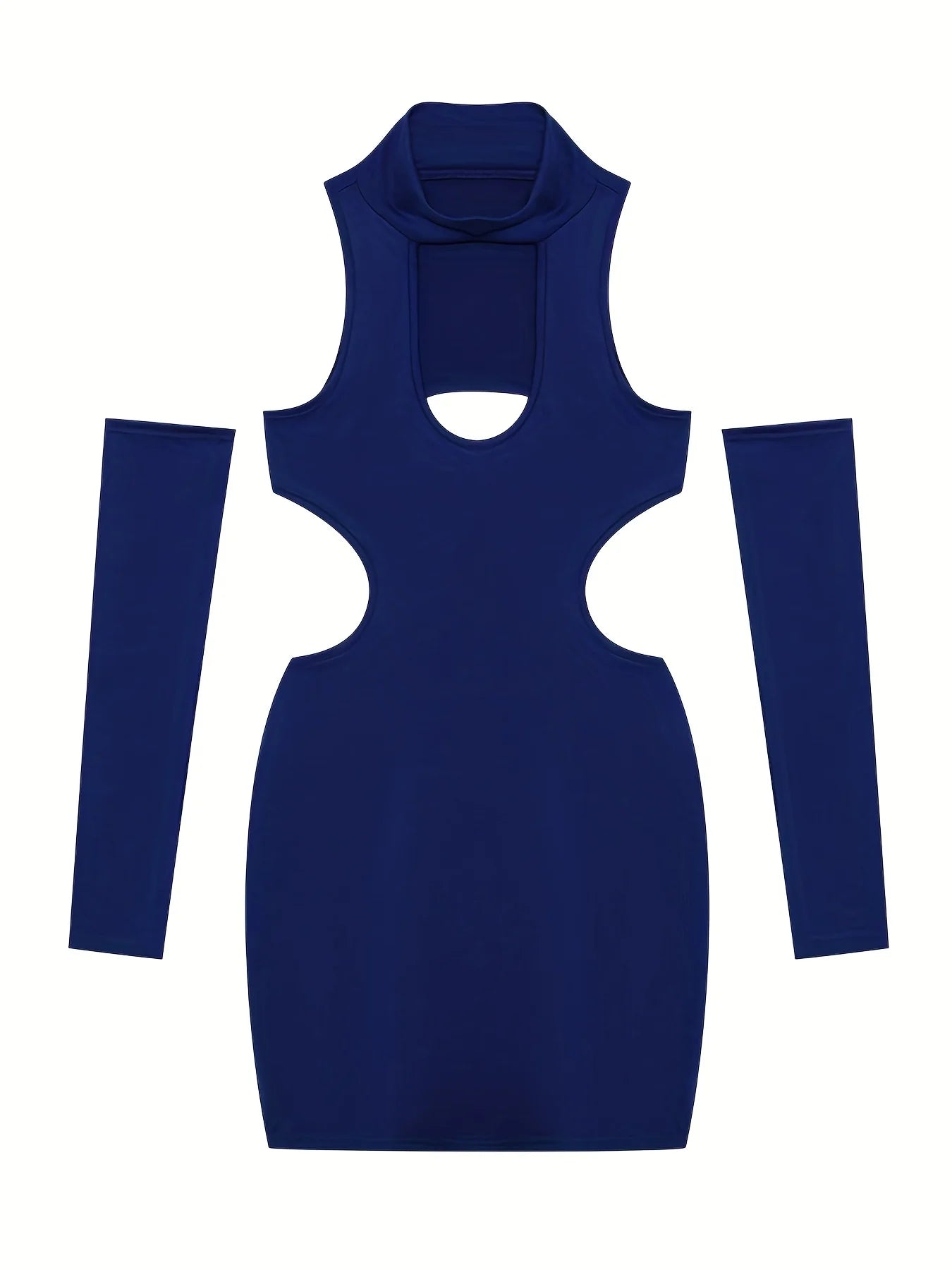 Spring and Summer New Style Dress Europe and the United States Sexy Solid Color Hollow Neck Tight Hip Dress