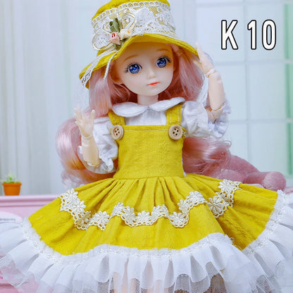 30cm Bjd Dolls Princess Full Set 1/6 Anime Bjd With Clothes 23 Joint Movable Body 3D Eyes Girls Dress Up Birthday Gifts Toys