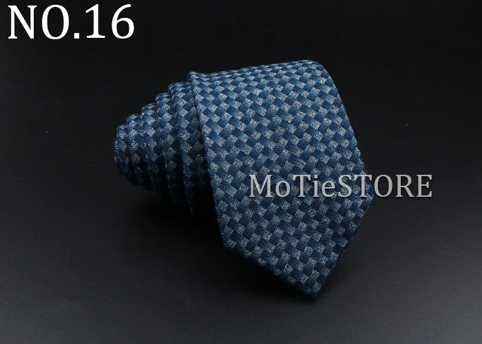 Men's Plaid Tie Cotton Black Grey Red Necktie Handmade Wool Narrow Collar Ties Wedding Business Party Suit Shirt Gift Accessory