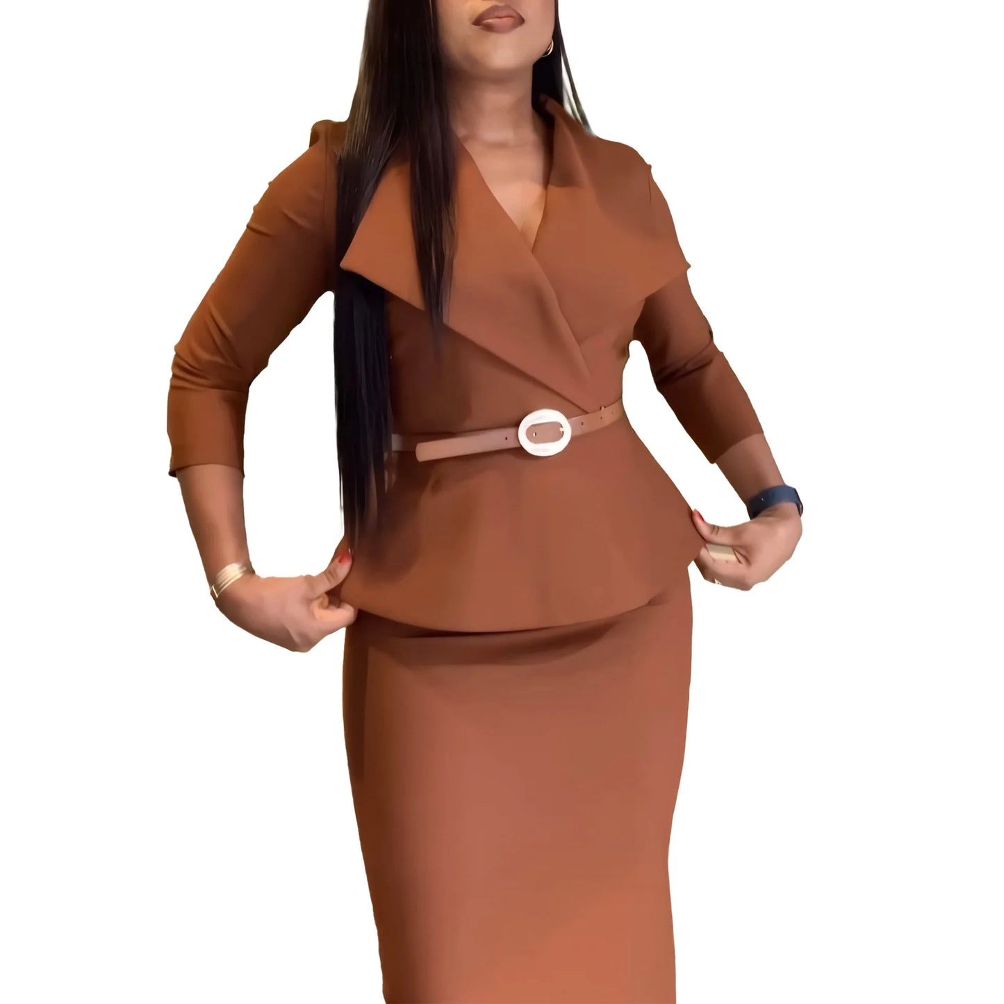 Elegant Dashiki African Dresses for Women Autumn Fashion African 3/4 Sleeve Polyester Midi Bodycon Dress African Clothes S-3XL
