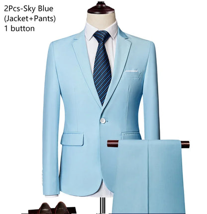 Elegant Suits For Men Wedding 3 Pieces 2 Set Luxury Fashion Classic Full Jackets Vest Pants Blazers Outfit 2024 Formal Costume