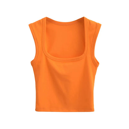 Deep Square Collar Vests 2023 Summer New Fashion Sexy Women's Crop Tops Sling Vest Camis