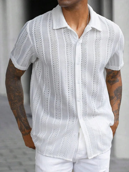 Spring and Summer Men's Sexy Short-sleeved Shirt, Outdoor Leisure Beach Men's Top Shirt, Comfortable Breathable Shirt for Men
