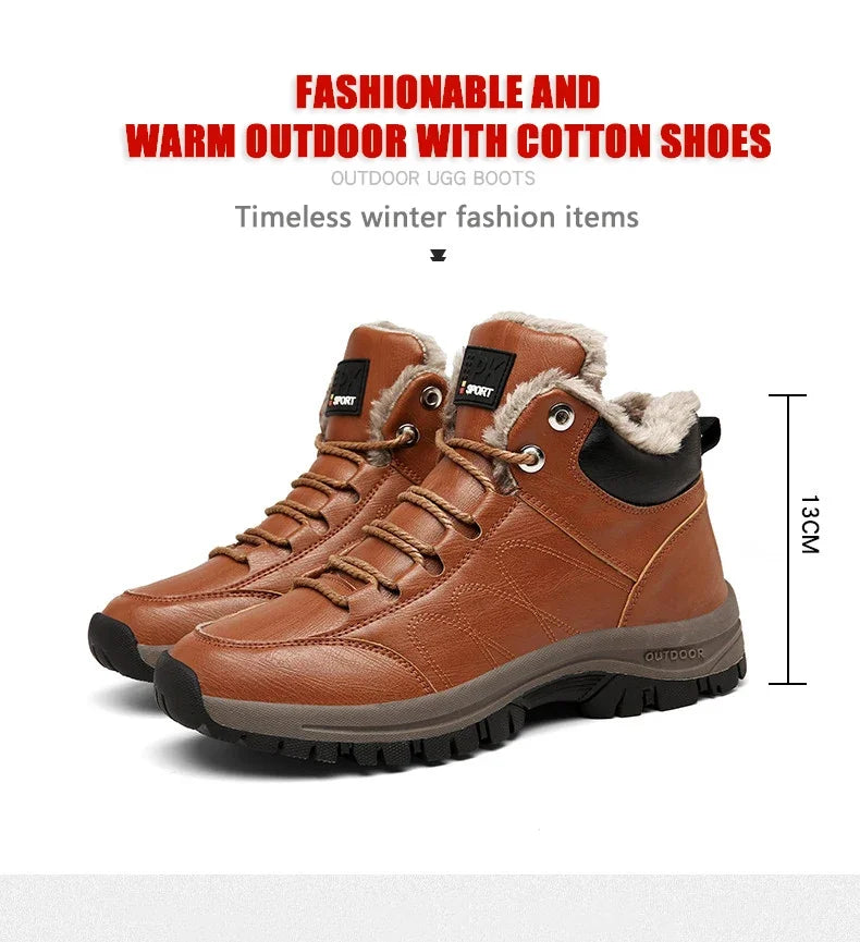 Winter Shoes for Men Boots Warm Plush Leather Snow Ankle Boots HIking Shoes Men Timberland Boots Men Big Size 48 Sneakers