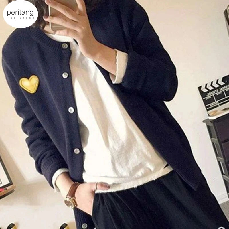 (Have Eye) Japan Brand Women Men Cardigan Heart Eye Embroidered Cotton Single Breasted Long Sleeves Spring Autumn Casual Sweater