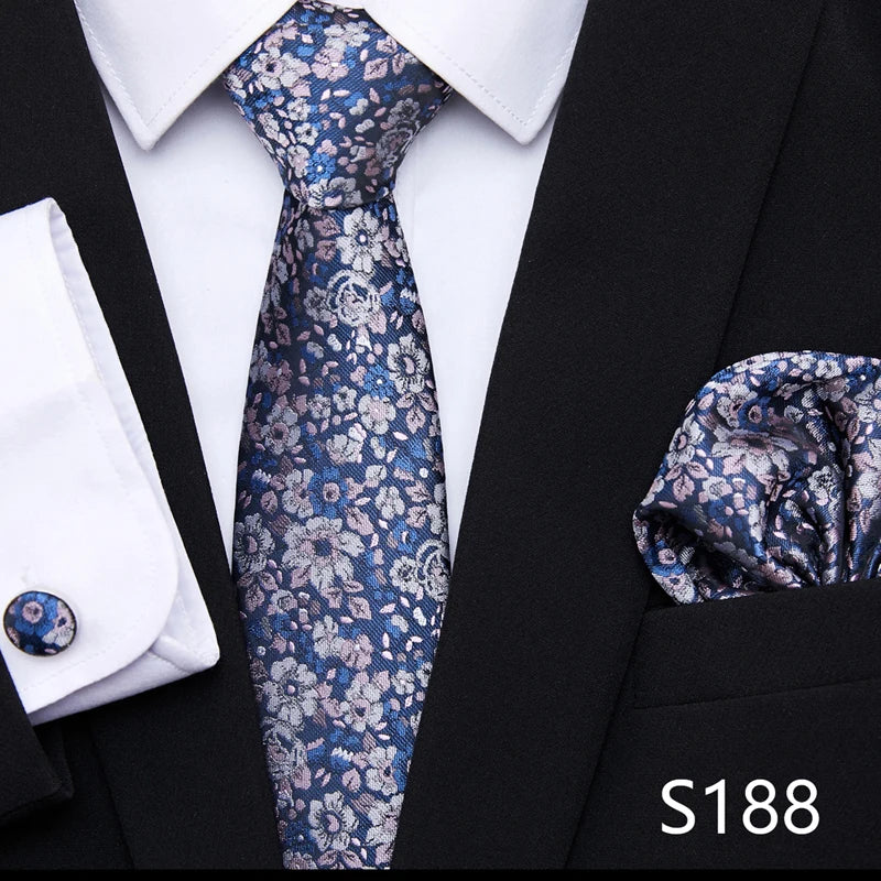 Hot Sale Holiday Gift Tie Pocket Squares Cufflink Set Necktie Dot Man Dark Grey Wedding Accessories Performance