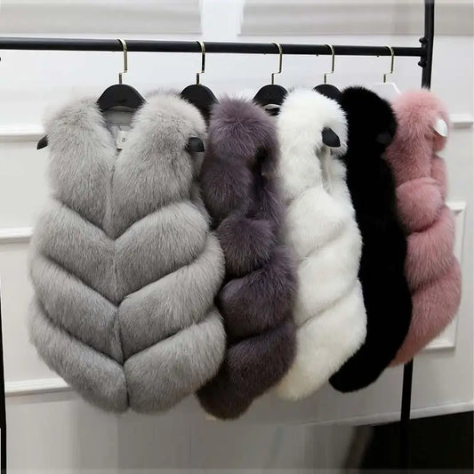 2022 New Fashion Faux Fur Coat Winter Coat Women Waist Fur Gilet Women's Jacket Vest For Ladies