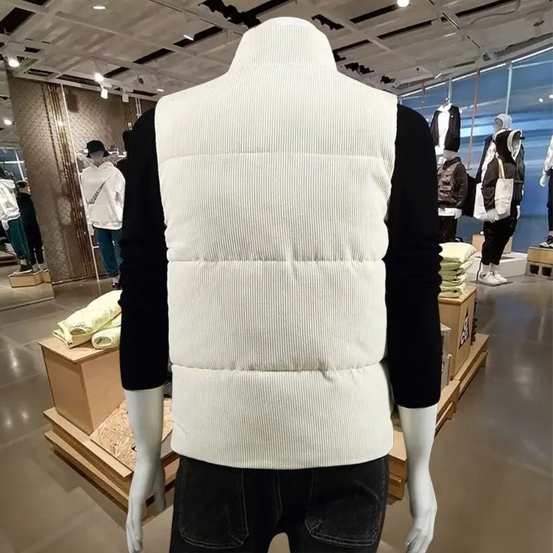 Waistcoat Male Wintertime Cotton Sill Young Person Korean Version Corduroy Vest Thickening for Warmth Men's Handsome Vest Jacket