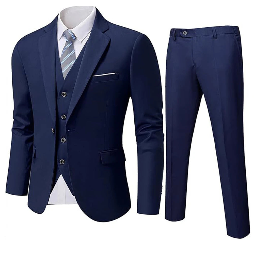 Suit For Men Elegant Wedding 3 Pieces 2 Sets Blazers Full Jackets Vest Pants Formal Fashion Luxury Coats 2025 Classic Costume