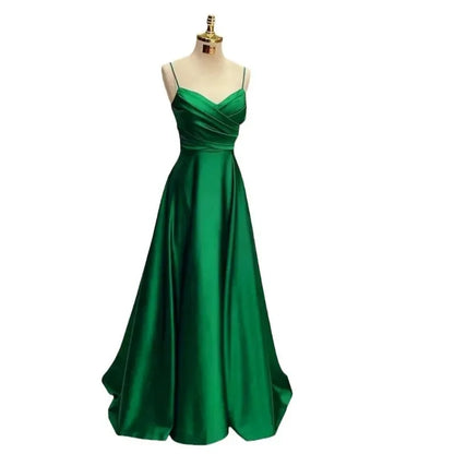 Spring and Summer New Evening Dress Women's Strap Sexy Party Birthday Banquet Evening Dress Temperament Long Satin Dress 2025