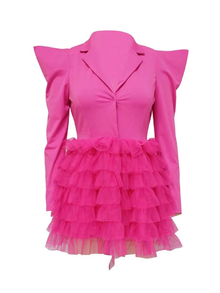 women Elegant and chic dress long sleeve spring female fashion dress mash blazer dress wholesale dropshipping