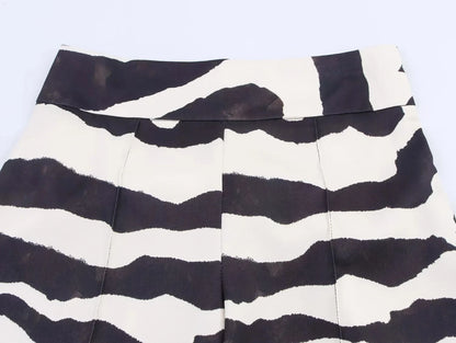 KONDALA Vintage Zebra Print Women Suits V Neck Oversized Long Blazer High Waist Wide Leg Pants Fashion 2025 Fall Streetwear Suit