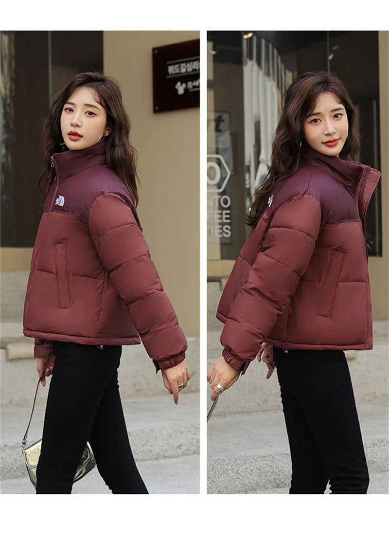 Winter Short Stitching Contrast Down Cotton-Padded Jacket Women's New 2023 Fashion Loose Padded Jacket Clothes Women Coat