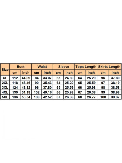 Two Piece Set Plus Size Clothes Spring Autumn V-Neck Long Sleeve Top Maxi Skirt Women Sets Streetwear Casual Office Lady Suit