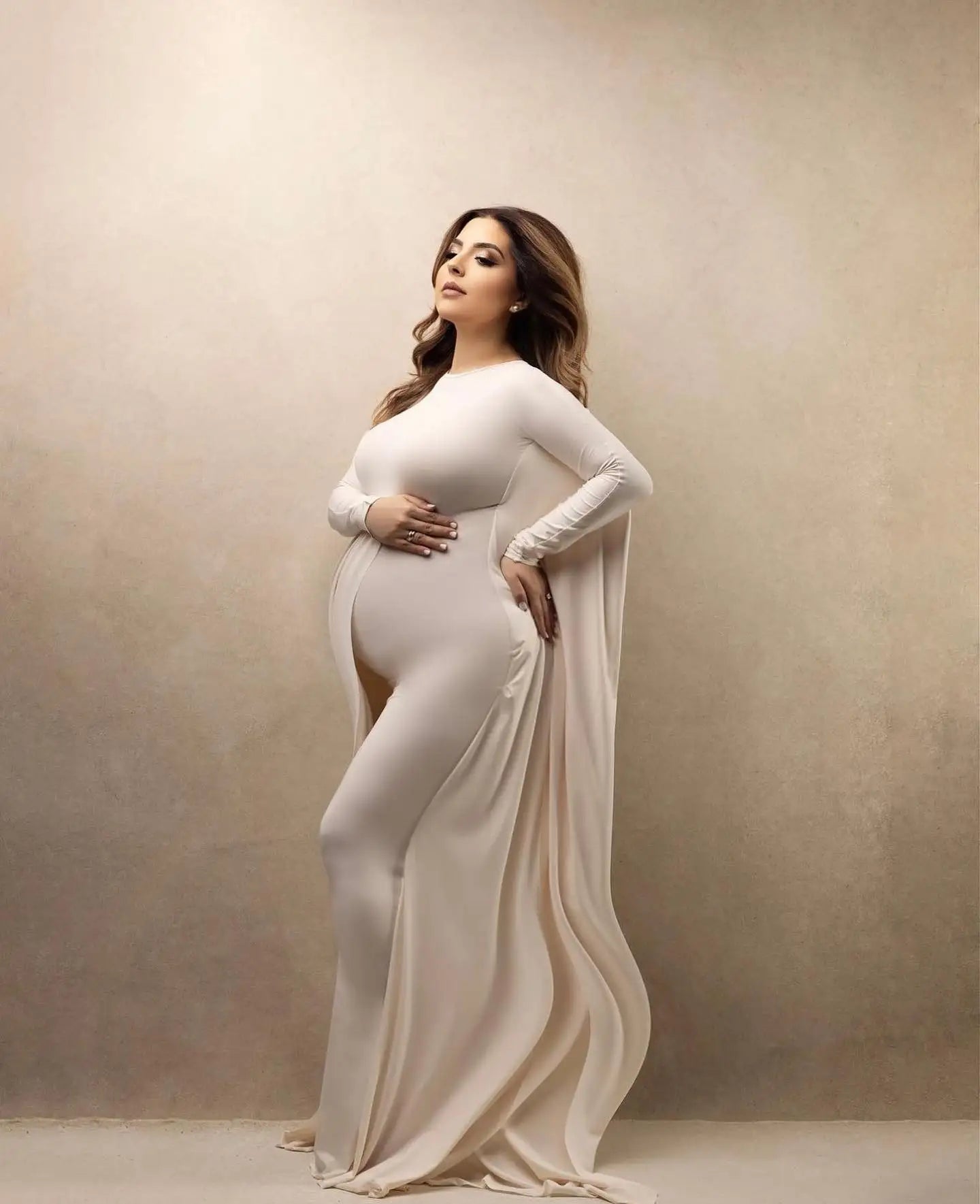 Maternity Photography Props Dress Elastic Fabric Bat Shirt Suitable For Taking Photos Pregnant Women Family Party Goddess Dress