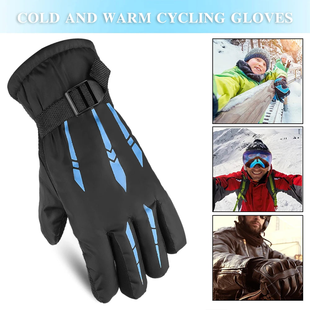 Thicken Winter Cycling Gloves Men Outdoor Waterproof Skiing Riding Motorcycle Warm Mitten Non-slip Glove Thermal Sport Mittens