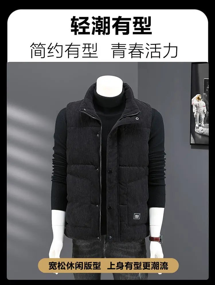 Waistcoat Male Wintertime Cotton Sill Young Person Korean Version Corduroy Vest Thickening for Warmth Men's Handsome Vest Jacket