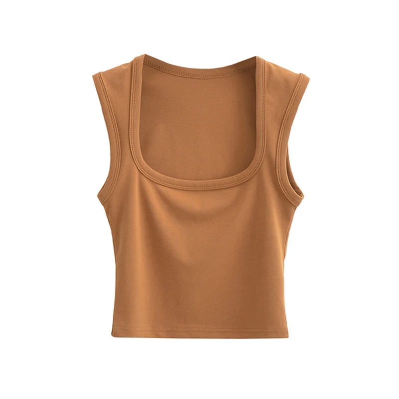 Deep Square Collar Vests 2023 Summer New Fashion Sexy Women's Crop Tops Sling Vest Camis