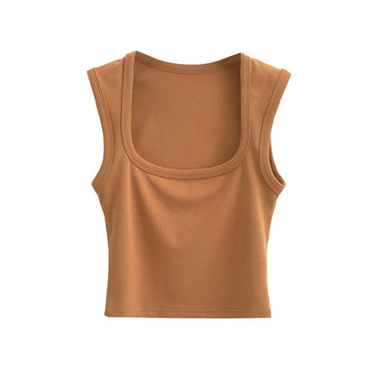 Deep Square Collar Vests 2023 Summer New Fashion Sexy Women's Crop Tops Sling Vest Camis