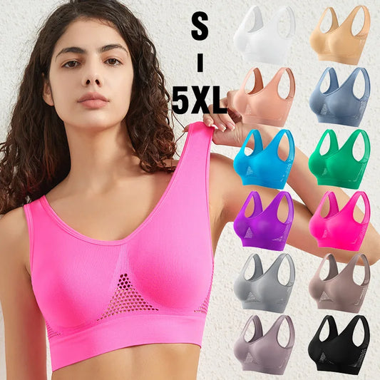 Seamless Bras For Women Push Up Sports Bralette Female Non-wire No Pad Crop Top Hollow Breathable Sexy Lingerie S-5XL Brassiere
