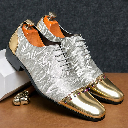 2023 Casual Leather Shoes Men superstar Brogues formal leather shoes oxford gold shoes lace-up hombres silver large size 47