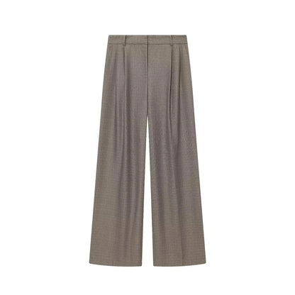 KONDALA 2026 Spring Summer Office Lady Solid Suits Fashion Elegant Double Breasted Tops For Women Chic Zip Up Wide Leg Pants