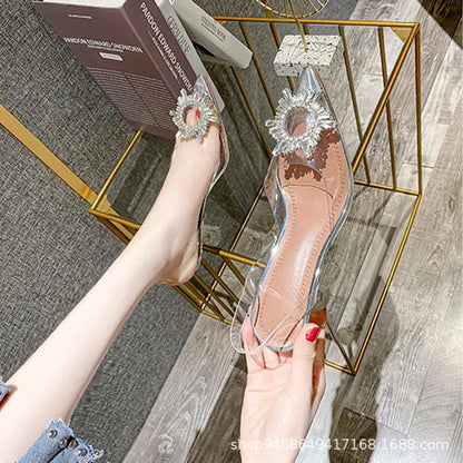 2024 Women Pumps Luxury Crystal Slingback High Heels Ladies Summer Shoes Pumps Woman Heeled Party Wedding Shoes Plus Size