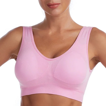 Women Sexy Bra Plus Size Seamless Breathable Brassiere Wire Free Bralette Underwear Comfortable Active Padded Brassiere Crop Top