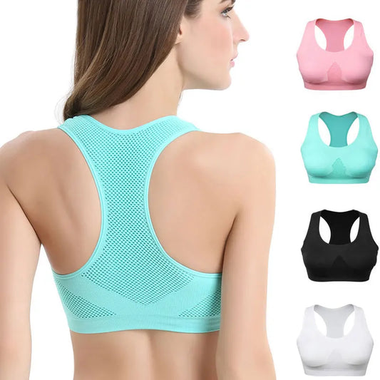 Women’s Breathable Shockproof Sports Bra | Sweat-Absorbent, Padded, Double Layer | Seamless Gym & Yoga Fit