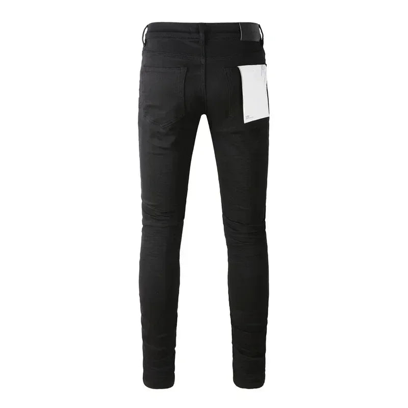 New Fashion Purples jeans Man with high street black brands pleats Fashion top quality Repair Low Rise Skinny Denim pants