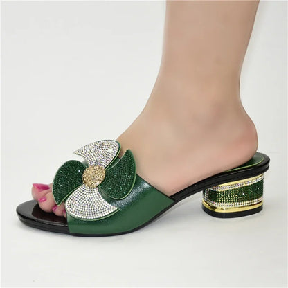 New Fashion Luxury Shoe Women Designers Nigerian Party Pumps Wedding med Heels Plus Size Ladies Sandals with Heels Slip on Shoes