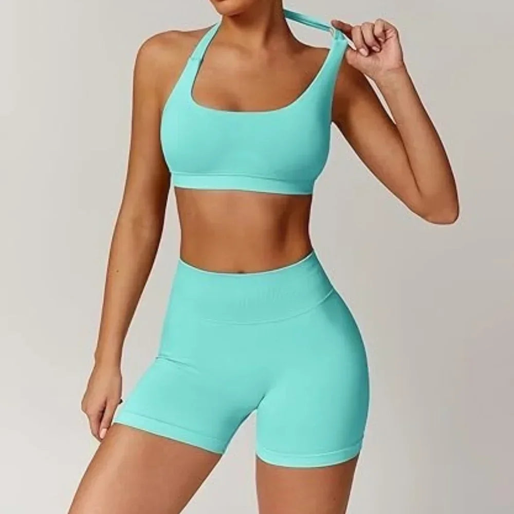 Women's Gym Solid Color Sports Bra Sexy Tight Fitting Backless Seamless with Chest Cushion Vest Exercise Yoga Camisole Top