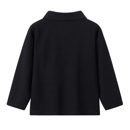 Children's solid color POLO shirt boy handsome fashion sports T-shirt girl lapel casual and comfortable half sleeve.